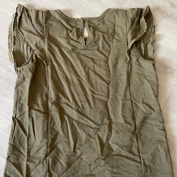 Ann Taylor Womens Flutter Sleeve Blouse Size Small Olive Green Office Minimalist - Picture 5 of 6